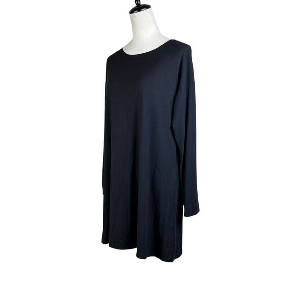 Bryn Walker Soft Organic Cotton Round Neck Long Sleeve Flowy Black Tunic - Picture 2 of 13